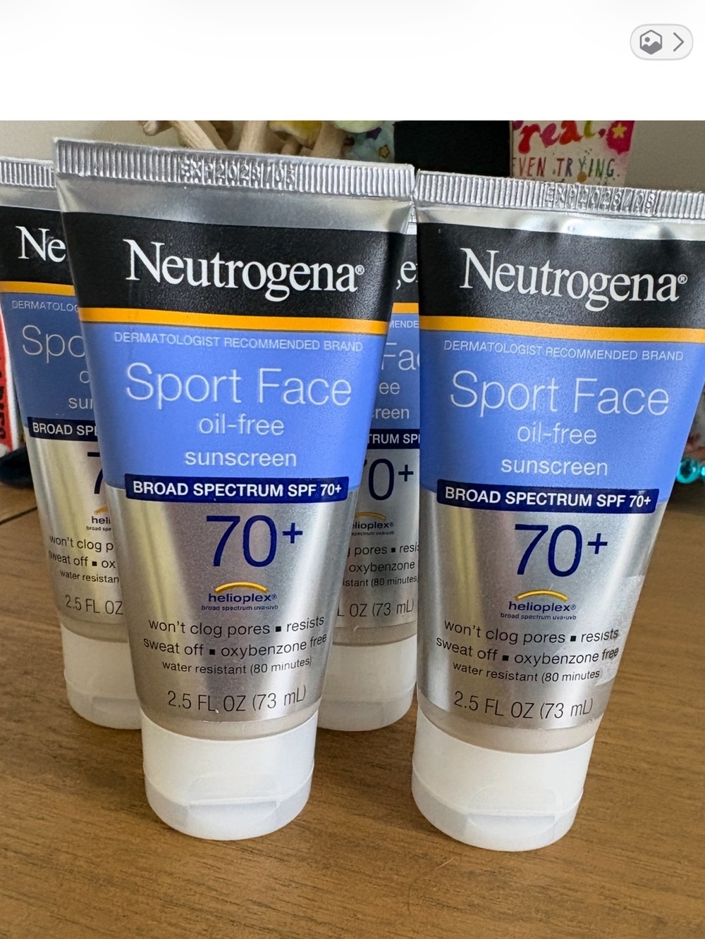 Neutrogena Sport Face Oil Free 70 + SPF Broad Spectrum Sunscreen NEW 5 bottles